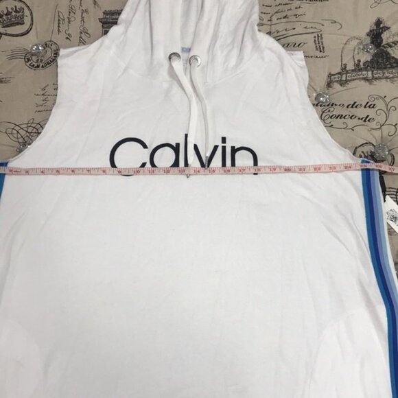 Calvin Klein Perform. Ombre-Stripe Hoodie Dress - Picture 8 of 9